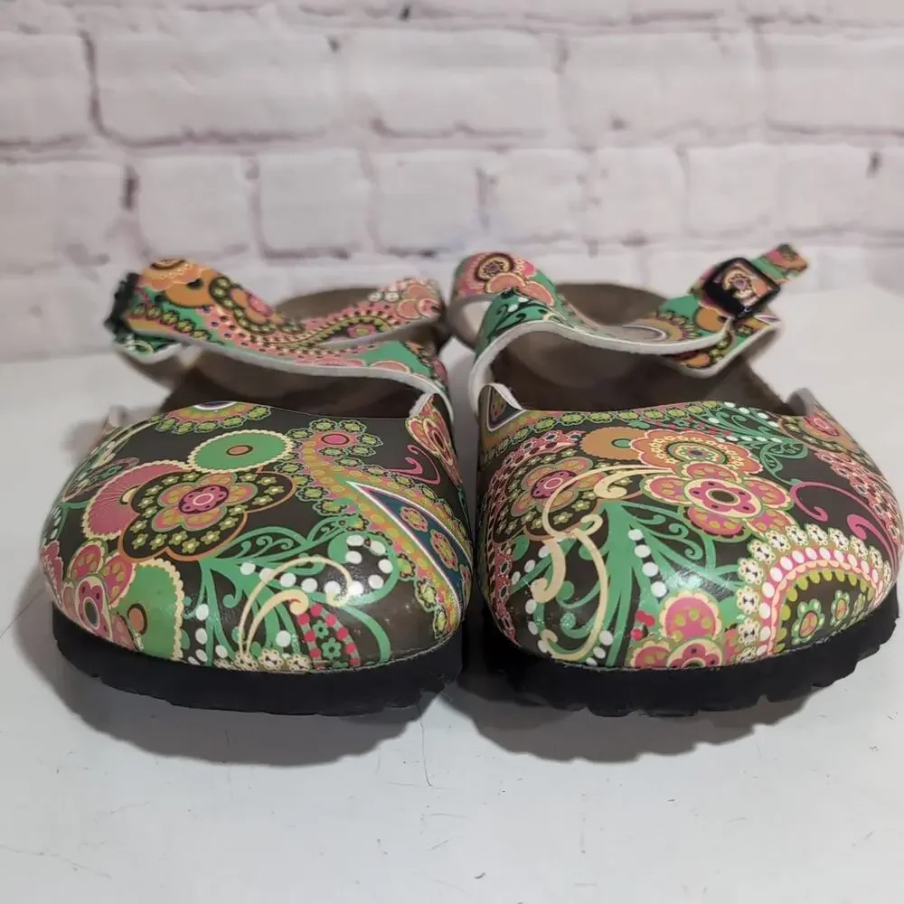 Birki's By Birkenstock Size 8 Paisley Slip On Clogs Mary Jane Flower Flor Lined - Picture 6 of 10
